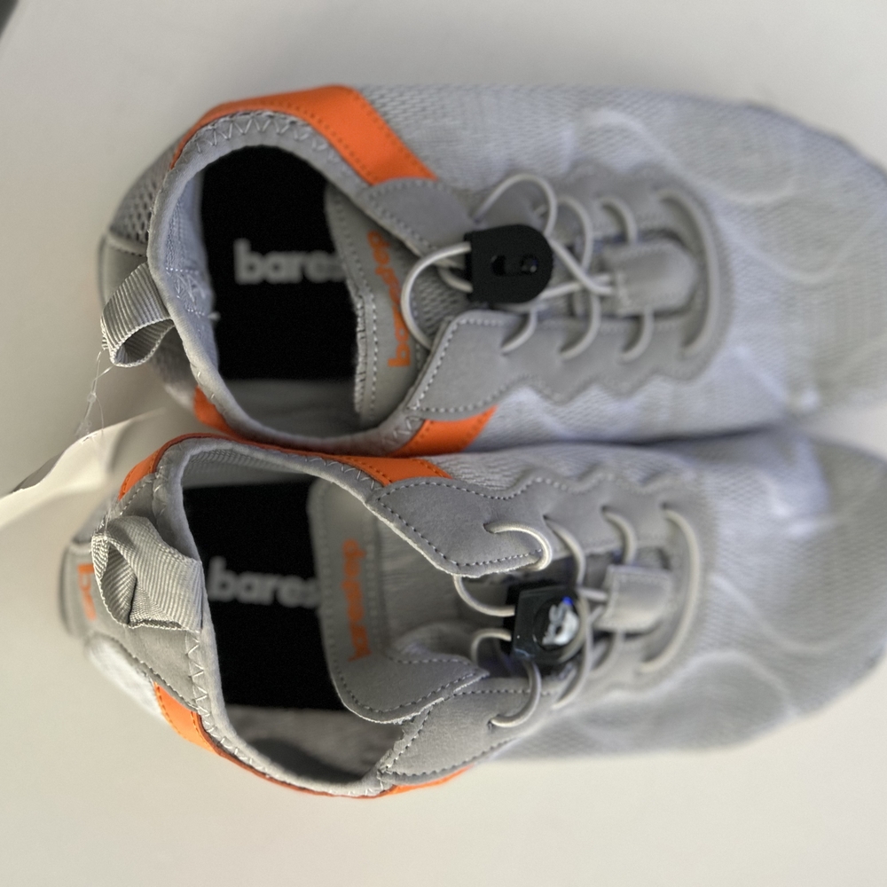 Gray and Orange Sneakers with Breathable Mesh and Padded Tongue